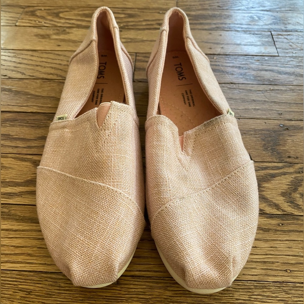 NEW: Pastel Pink Toms, Burlap Fabric